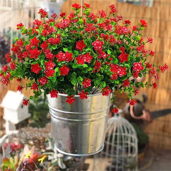 Bundles Artificial Fake Flowers, Faux Outdoor Plastic Plants UV Resistant Shrubs - Picture 2 of 7